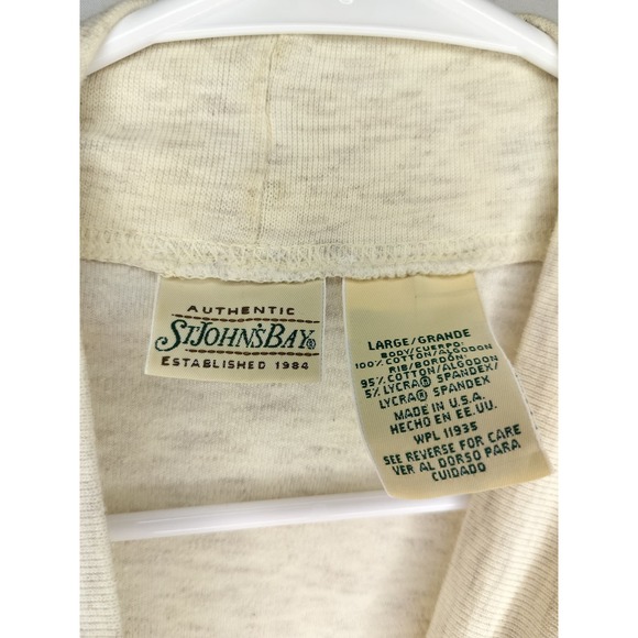 St. Johns Bay Woman's Cream long Sleeve Crew Neck Sweater - Picture 3 of 8